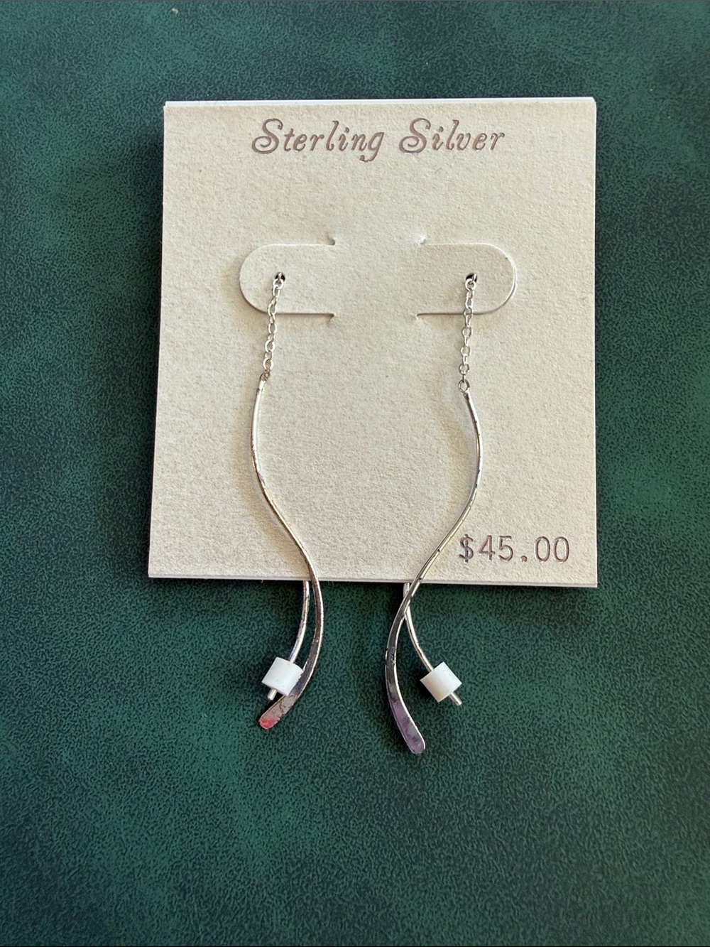 Kohl's Sterling Silver Long Dangle Earrings with White Beads